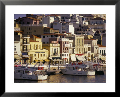 View Of Agio Nikolaos And Harbour, Agio Nikolaos, Island Of Crete, Greece, Mediterranean by Marco Simoni Pricing Limited Edition Print image