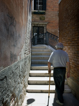 Old Man Walks Through San Marco, Main Island Of Venice, Italy by Robert Eighmie Pricing Limited Edition Print image