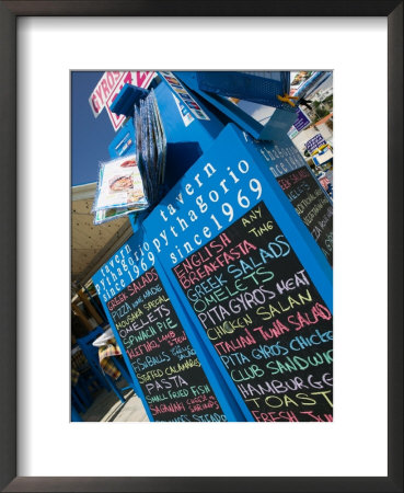 Waterfront Restaurant Sign, Pythagorio, Samos, Aegean Islands, Greece by Walter Bibikow Pricing Limited Edition Print image