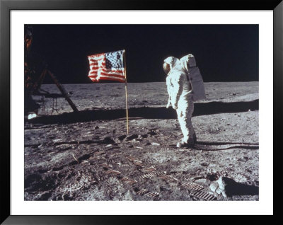 Astronaut Edwin E. Aldrin Standing On The Moon Next To American Flag During Apollo 11 Mission by Neil Armstrong Pricing Limited Edition Print image