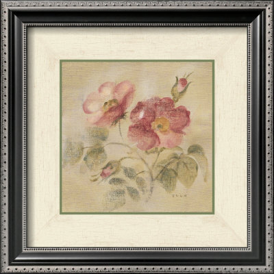 Burgundy Rose On Antique Linen by Cheri Blum Pricing Limited Edition Print image