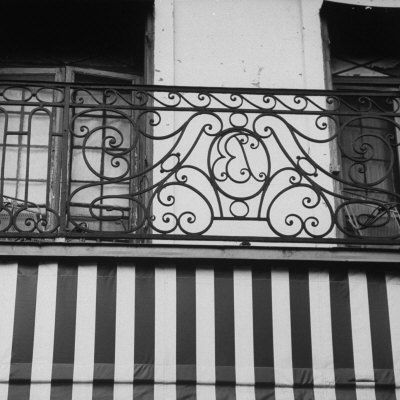 Wrought-Iron Railing On Home With Owner's Monogram Worked Into Grill Design by Lee Boltin Pricing Limited Edition Print image