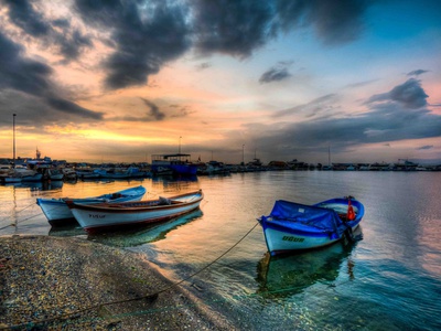 Boats At Sunset 1 by Nejdet Duzen Pricing Limited Edition Print image