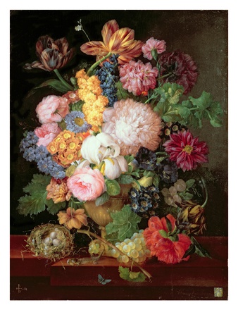 A Still Life Of Flowers And Fruit by Franz Xavier Petter Pricing Limited Edition Print image