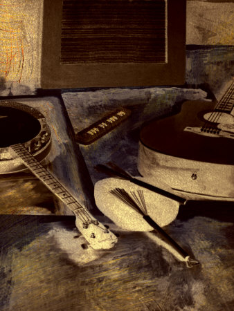 Abstract Still Life Of Banjo And Guitar by Images Monsoon Pricing Limited Edition Print image