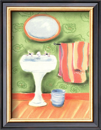 Sink With Striped Towels by Dona Turner Pricing Limited Edition Print image