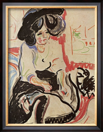 Seated Young Woman With Hat And Cigarette by Ernst Ludwig Kirchner Pricing Limited Edition Print image