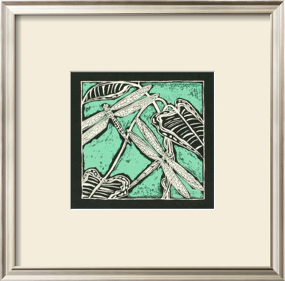 Dragonfly Woodblock In Aqua I by Chariklia Zarris Pricing Limited Edition Print image