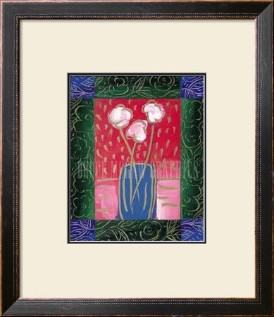 Pink Flowers On Red by Hussey Pricing Limited Edition Print image