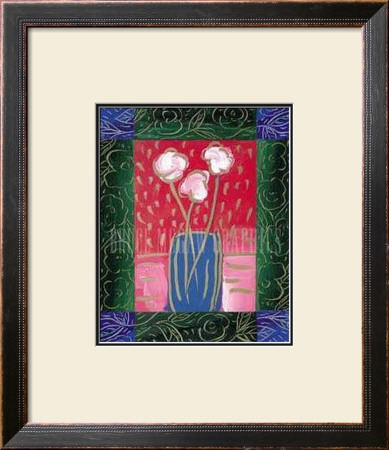 Pink Flowers On Red by Hussey Pricing Limited Edition Print image