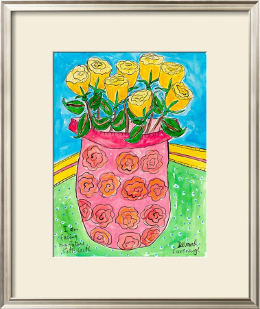 Vase Of Yellow Roses by Deborah Cavenaugh Pricing Limited Edition Print image