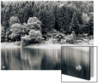 Rural Idyll Lake View Ringed By Evergreen Trees, Pastoral Lake Reflection by I.W. Pricing Limited Edition Print image