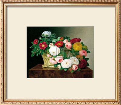 Still Life With Roses In A Basket by Johan Laurentz Jensen Pricing Limited Edition Print image