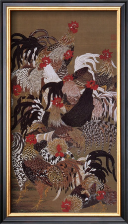 Japanese Rooster With Sunflower In Summer by Jyakuchu Ito Pricing Limited Edition Print image