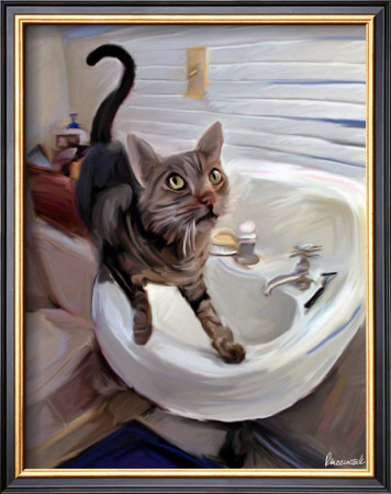 Gray Tiger Cat On The Sink by Robert Mcclintock Pricing Limited Edition Print image
