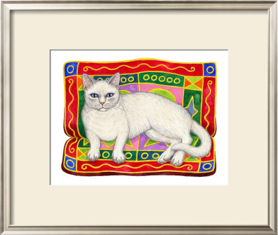 White Cat On Cushion by Gale Pitt Pricing Limited Edition Print image