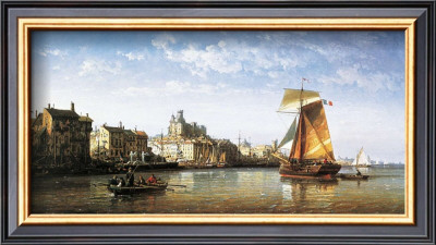 Port Scene, France by Charles Euphrasie Kuwasseg Pricing Limited Edition Print image