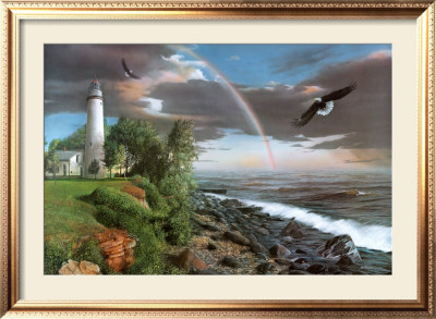 Eagle And Lighthouse by Kevin Daniel Pricing Limited Edition Print image