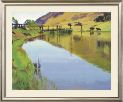 Reservoir With Two Cows by Marcia Burtt Pricing Limited Edition Print image