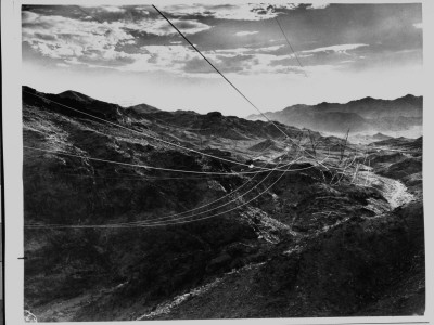 Copper Power Line Cables From Hoover Dam As They Hum In The Air Between Steel Towers by Andreas Feininger Pricing Limited Edition Print image
