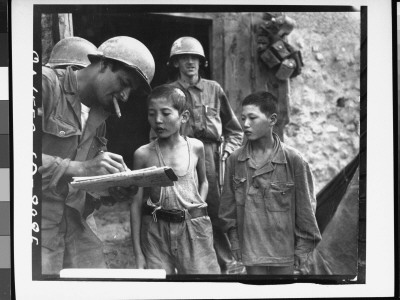Boys Serving In North Korean Army, Being Informally Interrogated By Us Soldier by Francis Mullin Pricing Limited Edition Print image