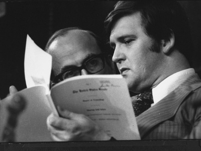 Samuel Dash And Rufus Edmisten Consult Papers During Watergate Hearings by Gjon Mili Pricing Limited Edition Print image