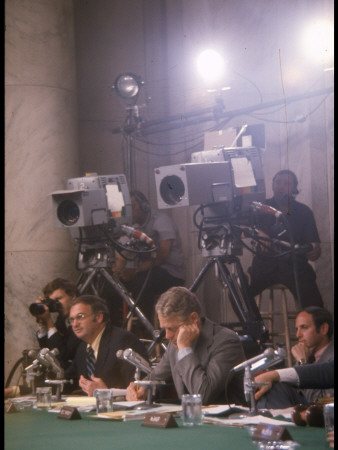 Lowell Weicker And Edward Gurney Question Witness During Watergate Hearings by Gjon Mili Pricing Limited Edition Print image