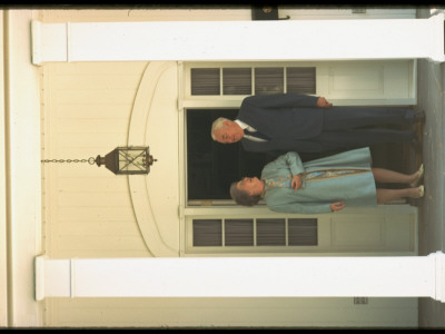 Senator And Mrs. Sam Ervin Stand In The Doorway Of Their Home by Gjon Mili Pricing Limited Edition Print image