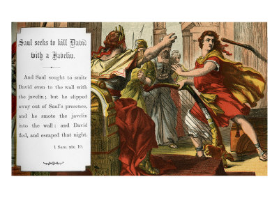 Saul Seeks To Kill David With A Javelin, 1 Samuel Chapter Xix, Verse 10 by George H. Thomas Pricing Limited Edition Print image