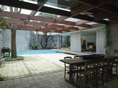 Casa Marrom, Sao Paulo, Outdoor Covered Dining Area And Pool, Architect: Isay Weinfeld by Alan Weintraub Pricing Limited Edition Print image