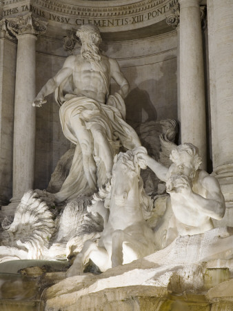 Close Up View Of Central Statues, Trevi Fountain, Rome, Italy, Architect: Gian Lorenzo Bernini by David Clapp Pricing Limited Edition Print image