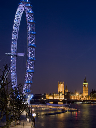 London Eye And The Houses Of Parliament, London, England, Marks Barfield Architects by G Jackson Pricing Limited Edition Print image