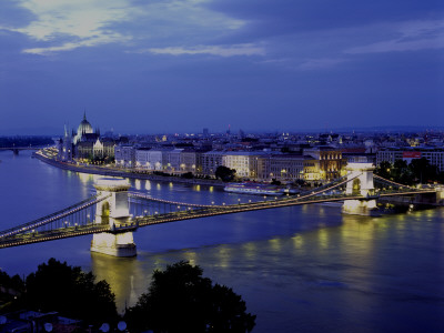 Szechenyi Lanchid Chain Bridge Over The River Danube, Budapest by Marcel Malherbe Pricing Limited Edition Print image