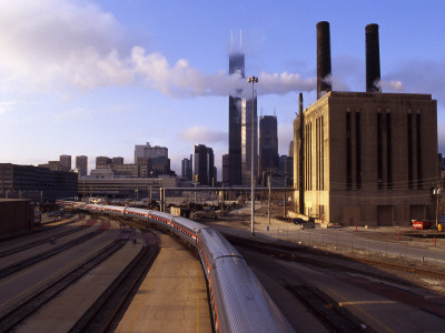 Railroad Tracks Heading Into Chicago, Illinois by Marcus Bleyl Pricing Limited Edition Print image