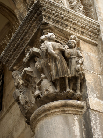 Ornate Stone Carving On A Pillar, Dubrovnik, Dalmatian Coast, Croatia by Olwen Croft Pricing Limited Edition Print image