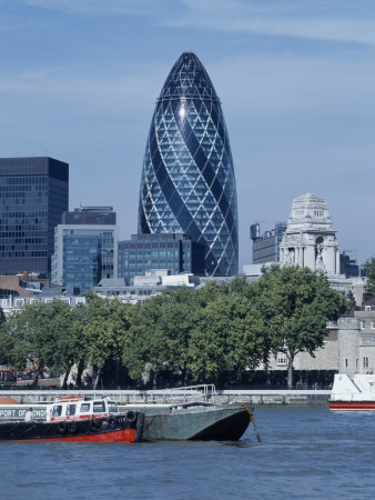 Swiss Headquarters, 30 St Mary Axe London, River Thames, Architect: Sir Norman Foster And Partners by Peter Durant Pricing Limited Edition Print image
