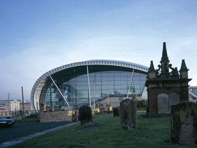 The Sage Gateshead, Gateshead, Tyne And Wear, England, Main Entrance From Graveyard by Richard Bryant Pricing Limited Edition Print image