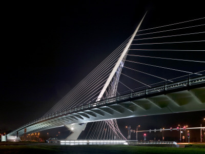 Three Bridges Over The River Hoofdvaart, Hoofddorp, 1999-2004, One Of The Bridges At Night by Ralph Richter Pricing Limited Edition Print image