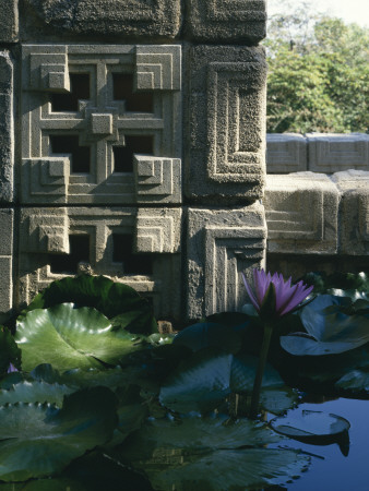 Storer House, Los Angeles, California, Concrete Textile Blocks And Waterlilies, Frank Lloyd Wright by Richard Bryant Pricing Limited Edition Print image