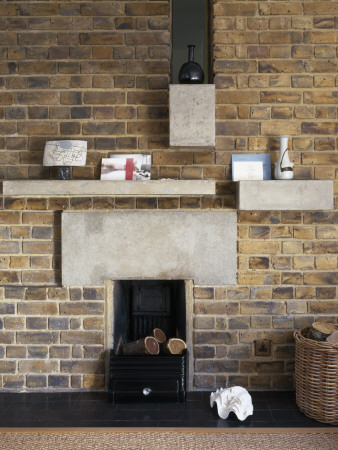 Flat, Langham House, Ham, Fireplace And Wall Of Fairfaced Brickwork, Architect: Stirling And Gowan by Richard Bryant Pricing Limited Edition Print image