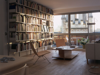 Flat In Bermondsey Living Room With Wall Of Books, Architect: Shideh Shaygan by Richard Bryant Pricing Limited Edition Print image