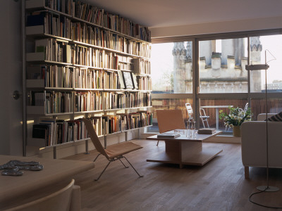 Flat In Bermondsey Living Room With Wall Of Books, Architect: Shideh Shaygan by Richard Bryant Pricing Limited Edition Print image