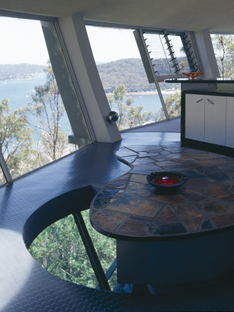 Spaceship House, New South Wales, Swivelling Kidney Shaped Table Reveals Stairwell, Van Grecken by Richard Powers Pricing Limited Edition Print image