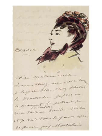 Lettre Autographe À Isabelle Lemmonier Dites Lettres À Isabelle: Portrait D'isabelle by Edouard Manet Pricing Limited Edition Print image