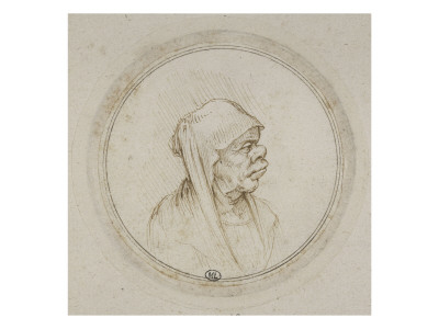 Caricature D'une Vieille Femme Coiffee D'un Voile by Leonard De Vinci Pricing Limited Edition Print image