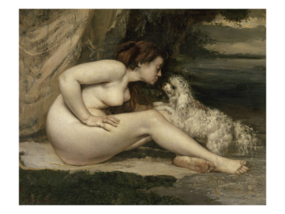 Femme Nue Au Chien (Léontine Renaude, Amie De L'artiste) by Gustave Courbet Pricing Limited Edition Print image