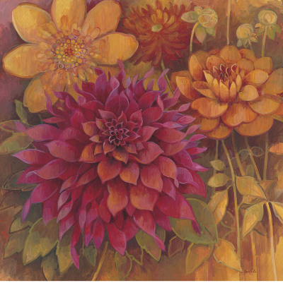 Autumn Dahlias I by Vera Hills Pricing Limited Edition Print image