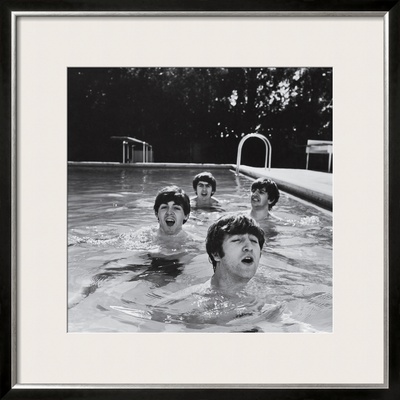 Paul Mccartney, George Harrison, John Lennon And Ringo Starr Taking A Dip In A Swimming Pool by John Loengard Pricing Limited Edition Print image