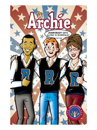 Archie Comics Cover: Archie #617 Barack Obama And Sarah Palin Campaign Pains Part 2 by Dan Parent Pricing Limited Edition Print image