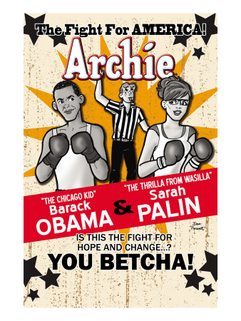 Archie Comics Cover: Archie #617 Barack Obama And Sarah Palin Campaign Pains Part 2 (Variant) by Dan Parent Pricing Limited Edition Print image
